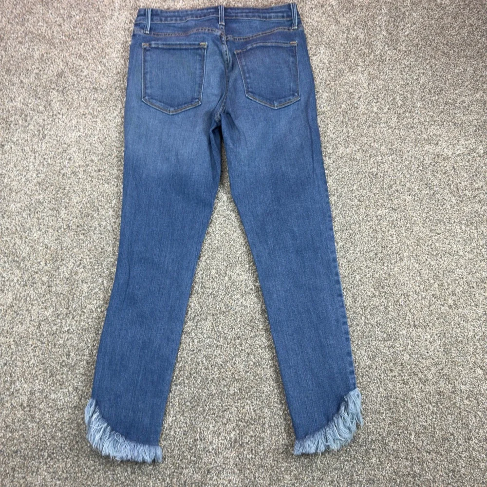 Just Black Denim Womens Skinny Jeans Medium Wash Frayed Tulip Hem Size 29 USA